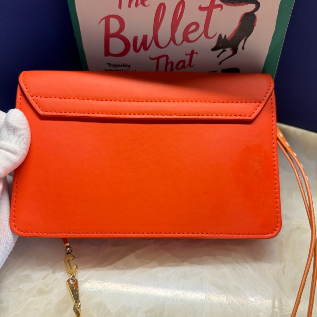Jacquemus Orange Leather Crossbody With Gold Chain Accent — image 8 of 8